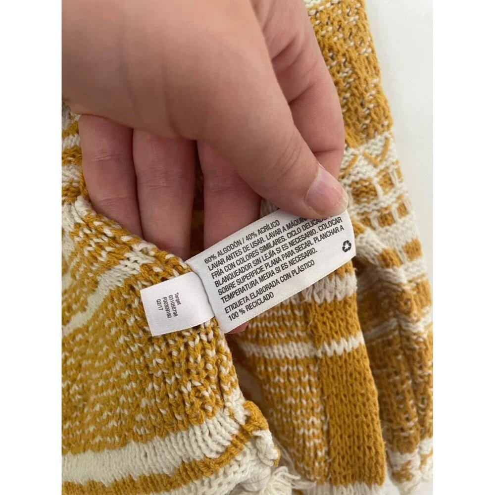 Oshkosh B’gosh Girls Yellow Tassel Cardigan Knit Jacket Boho Cotton size 3T
